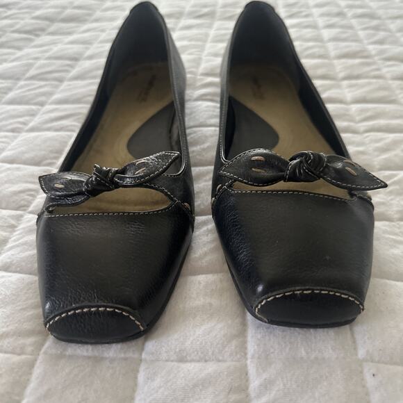 AEROSOLES WHATS WHAT Flats Womens 11 Black Leather Square Toe Arina Comfort - Picture 4 of 12